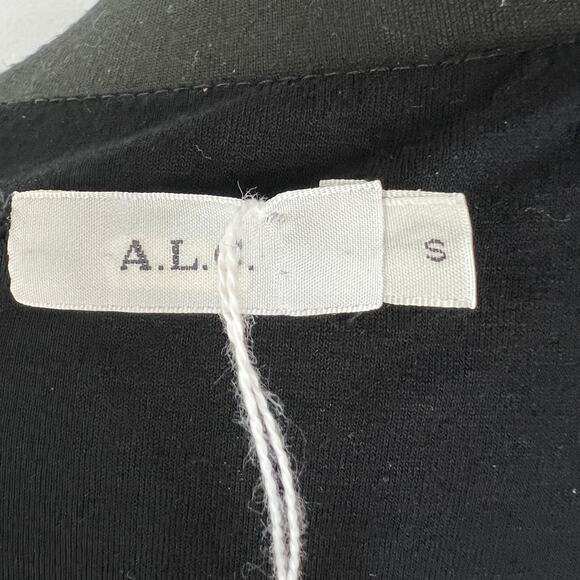 A.L.C. Ribbed Long Sleeve V-Neck Top Black Pullover Plunging Size S Small - Picture 8 of 10